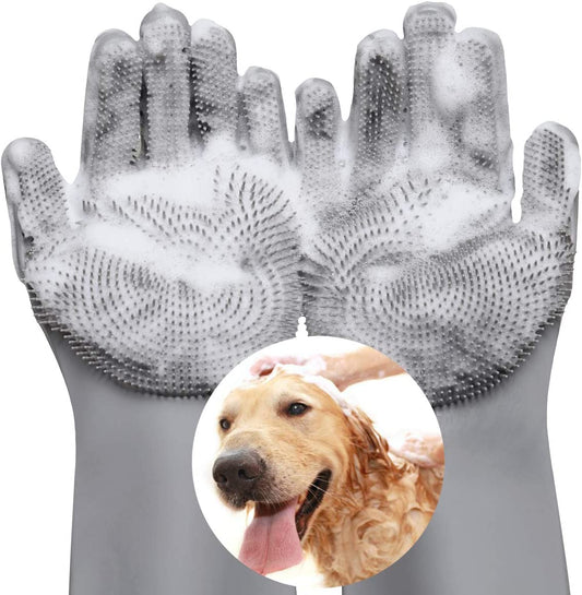 Silicone Pet Grooming Gloves – Bath Brush & Deshedding Tool for Cats & Dogs - Petgrove Online