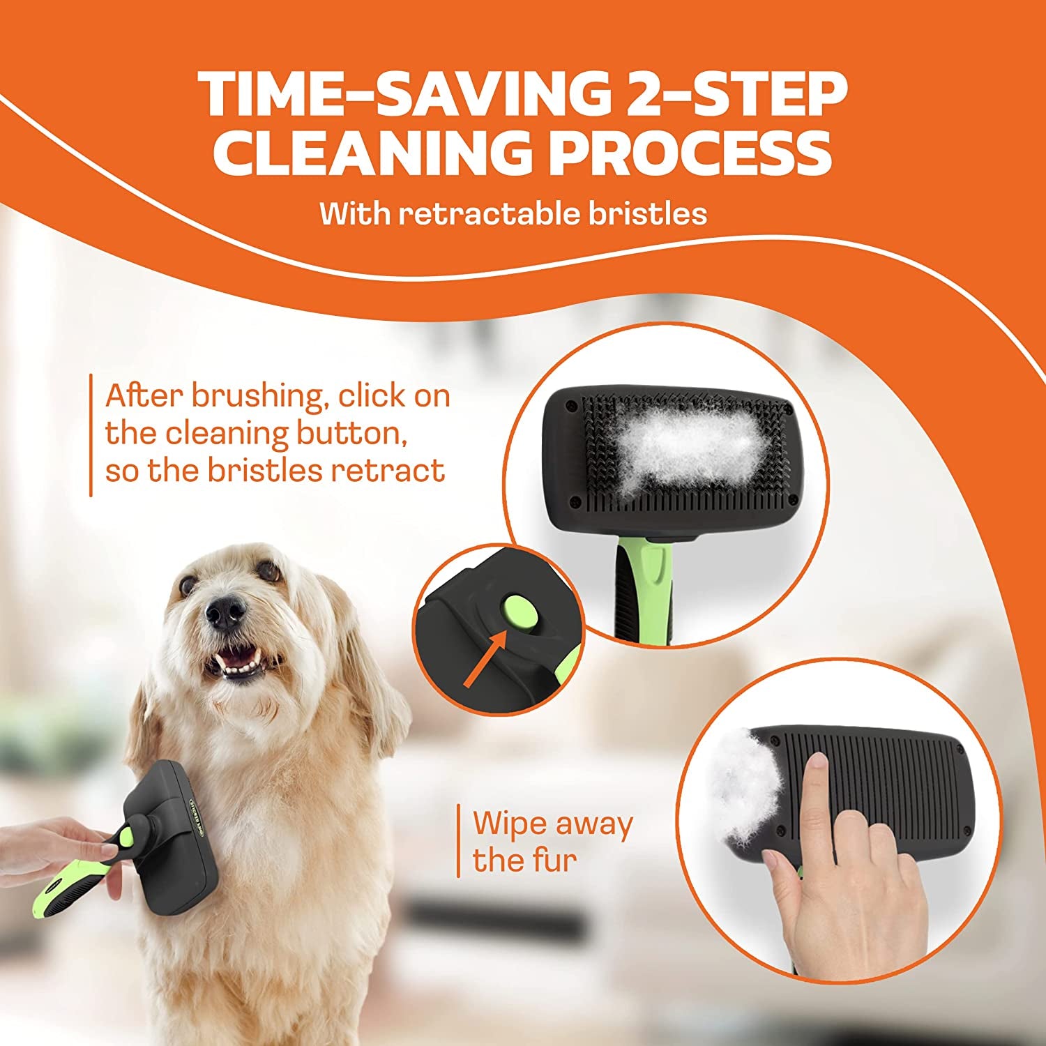 Self-Cleaning Slicker Brush – Grooming & Deshedding Tool for Cats & Dogs
