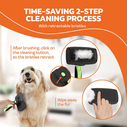 Self-Cleaning Slicker Brush – Grooming & Deshedding Tool for Cats & Dogs - Petgrove Online