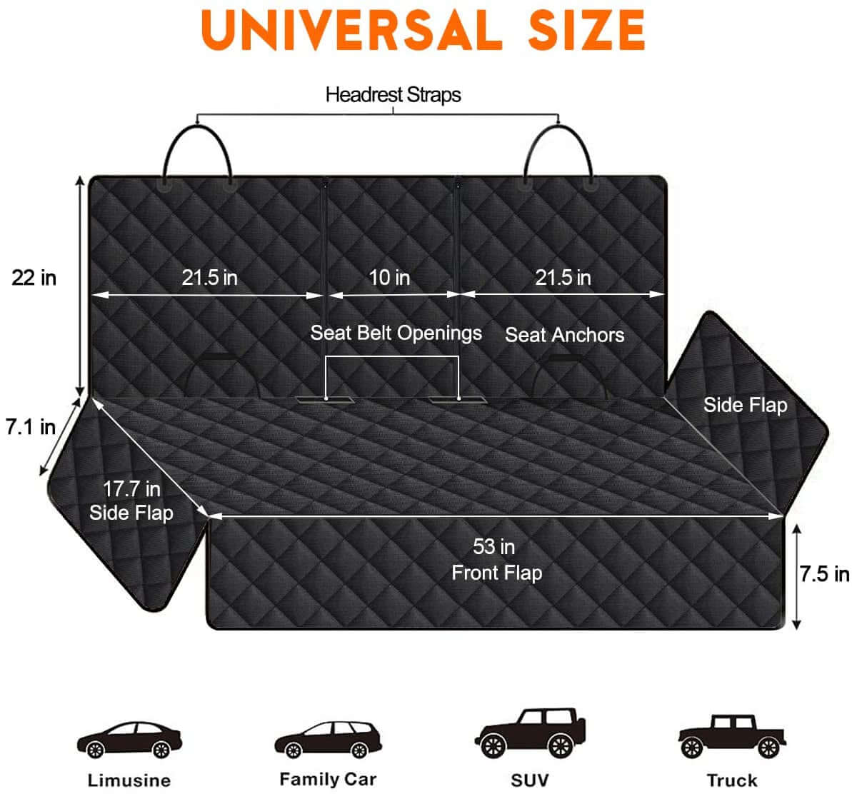 Waterproof Dog Car Seat Cover – Black, Non-Slip & Scratch-Resistant