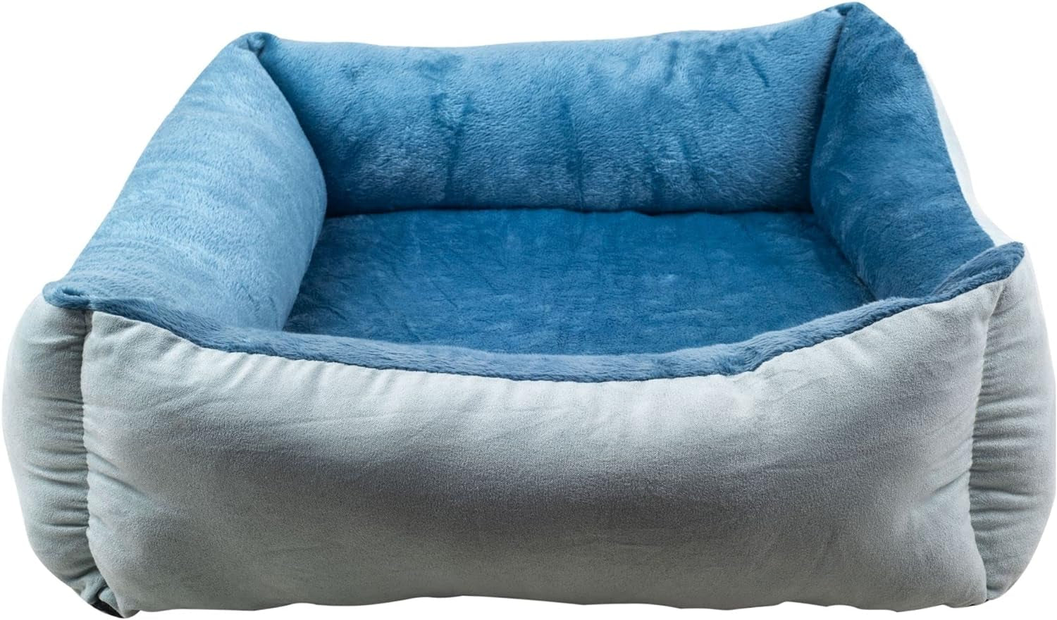 Orthopedic Rectangle Dog Bed – Medium Size with Bolsters (25"x21", Blue)
