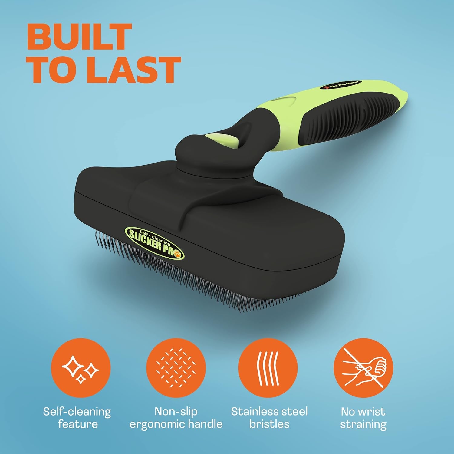 Self-Cleaning Slicker Brush – Grooming & Deshedding Tool for Cats & Dogs