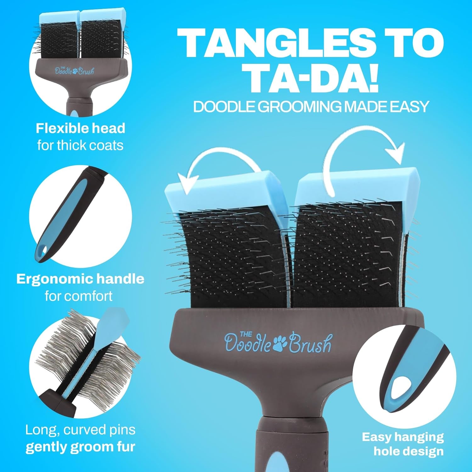 Double-Head Doodle Dog Slicker Brush – Grooming Tool for Long-Haired Breeds