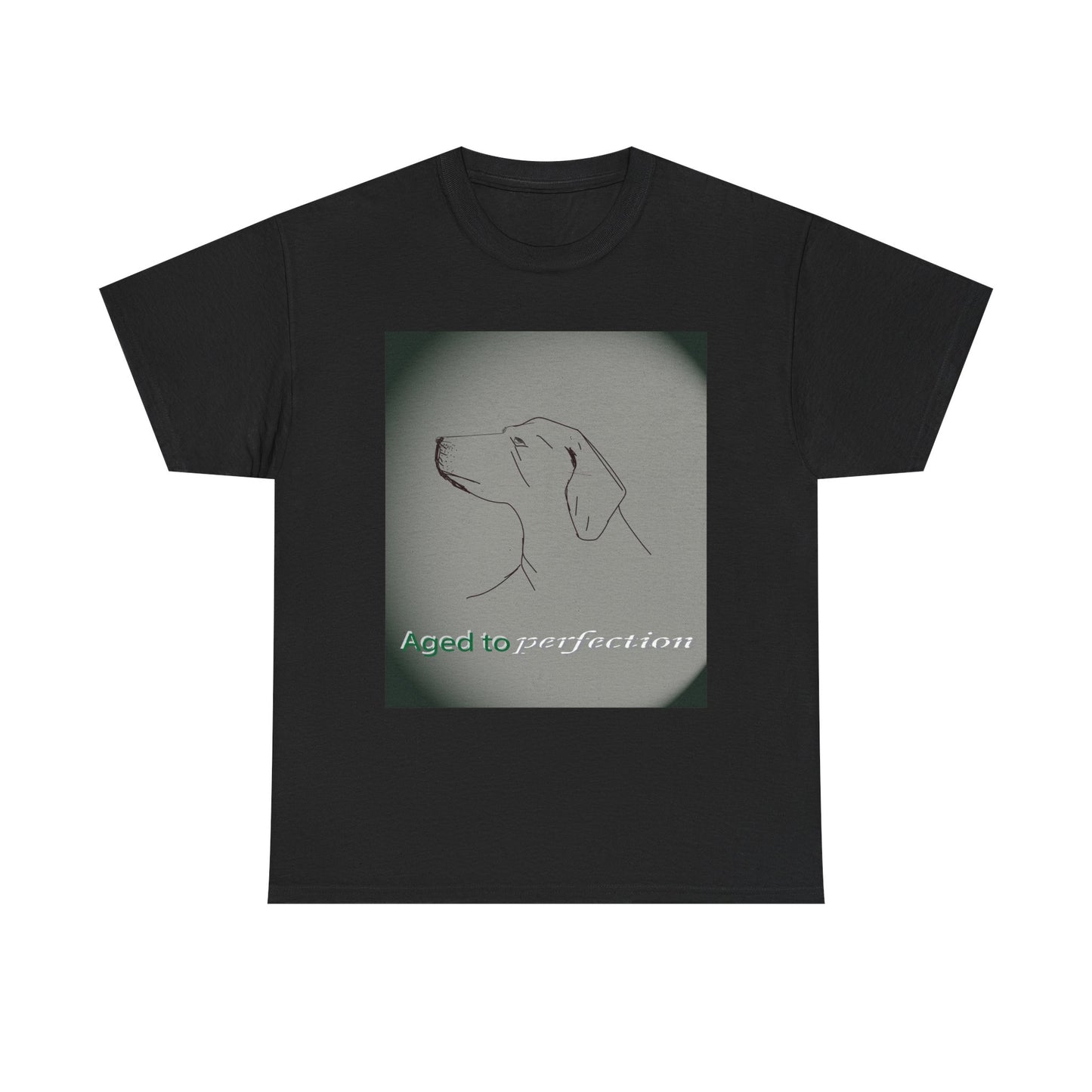 Dog Portrait Tee — "Aged to Perfection" Graphic T‑Shirt Black