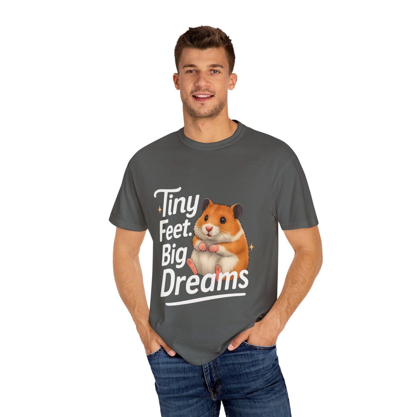 Tiny Feet, Big Dreams T-shirt | Cute Animal Tee, Gift for Hamster Lovers, Funny Pet Shirt, Unisex Casual Wear Pepper