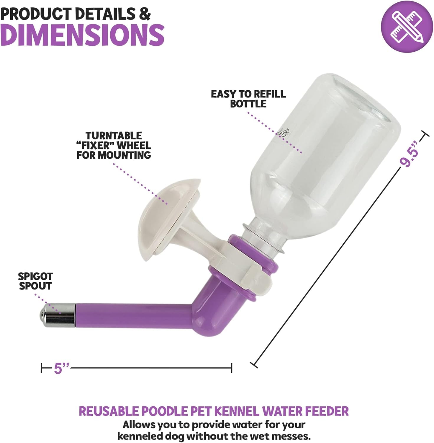 Gravity-Fed Cage Water Dispenser – Leak-Proof Spout for Dogs, Cats & Small Animals - Petgrove Online