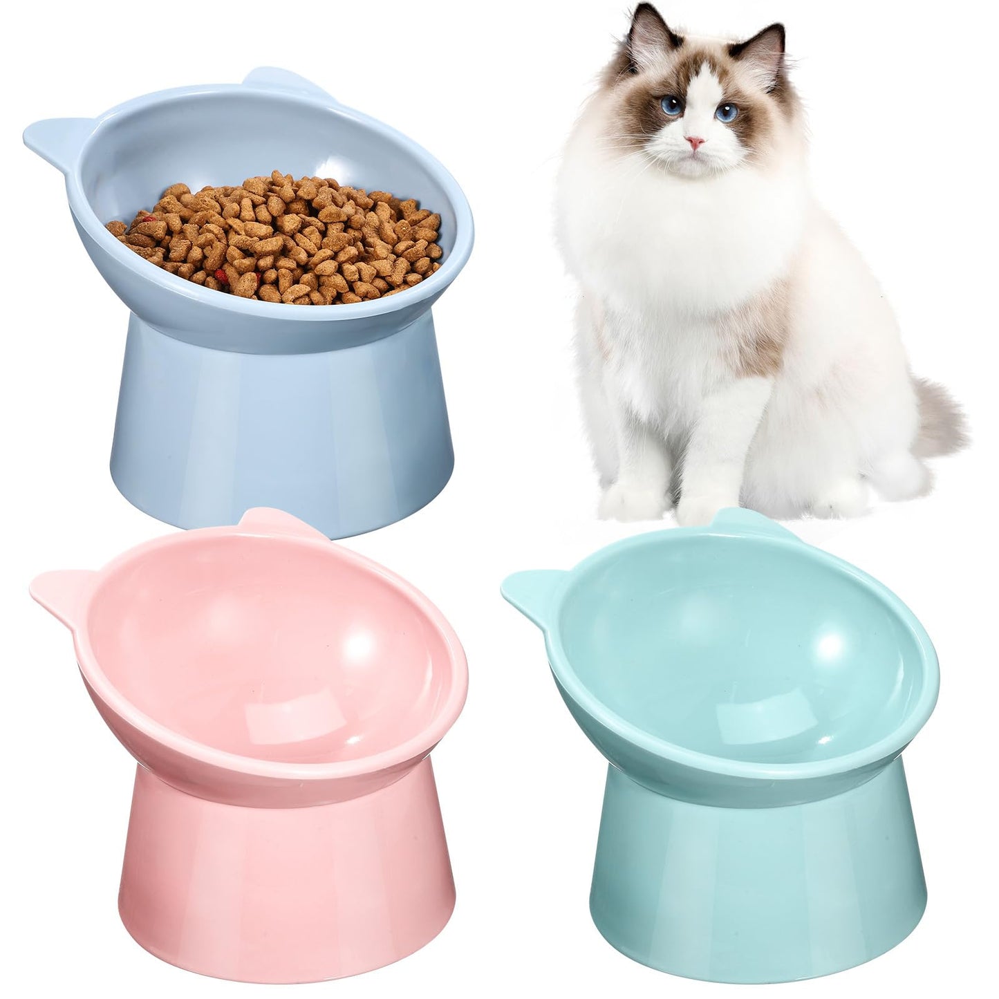 Slanted Ceramic Raised Cat Bowl – Elevated Pink Feeder for Food or Water - Petgrove Online