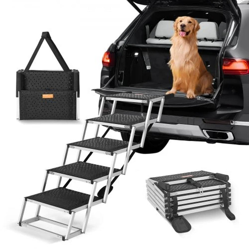 Folding Aluminum Dog Car Steps for Senior Dogs – Up to 150 lb 5 17 Inch