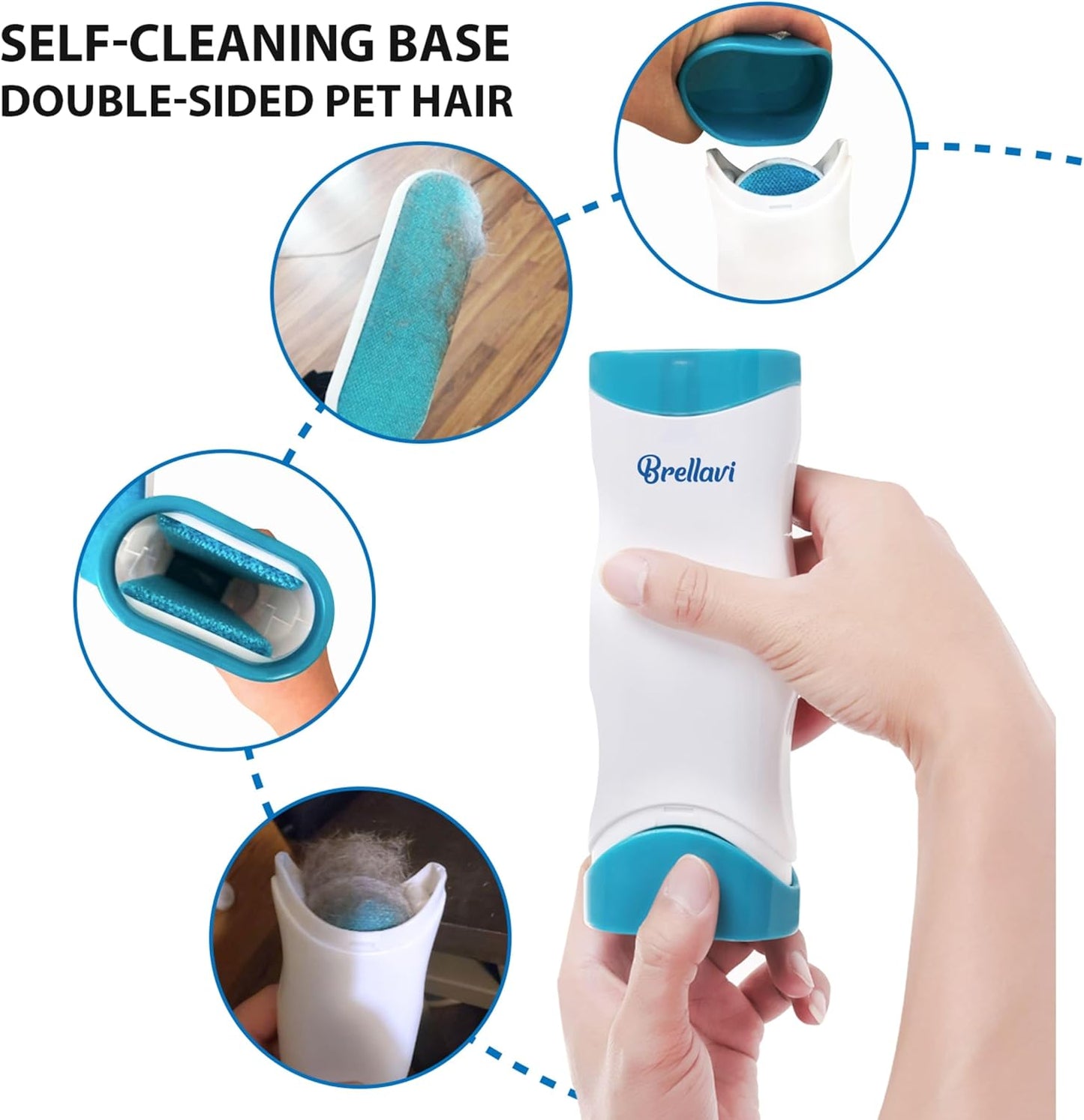 Pet Hair Remover for Clothes: Reusable Dog Cat Fur Lint Removal Brush for Clothes Furniture Couch Carpet Bed Car Seat - Self-Cleaning for Pet Owners Friends Families - Home Travel Use Fresh Blue