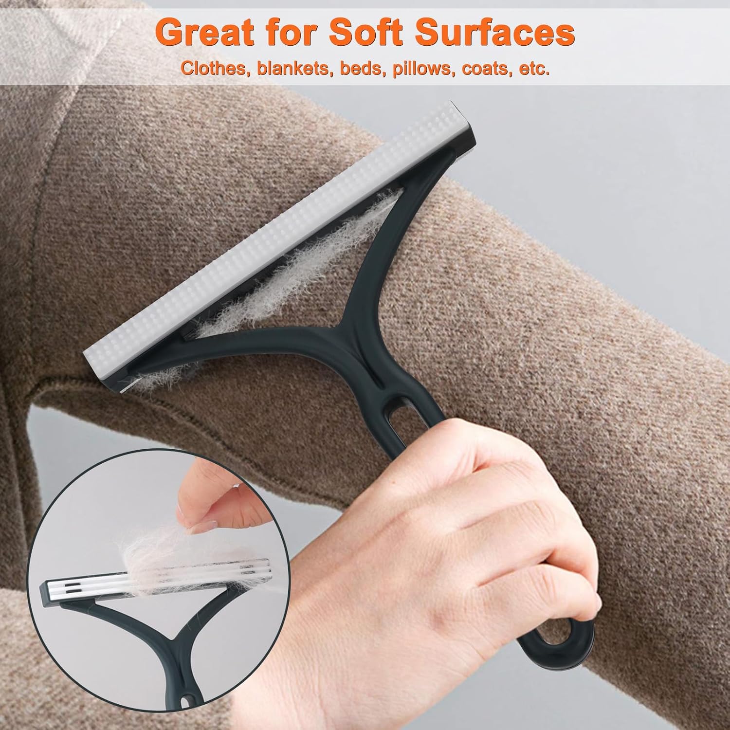 Carpet Rake for Pet Hair Removal, 5FT Reusable Pet Hair Removal Tool with Adjustable Handle, 3 in 1 Lint Remover Dog Cat Fur Remover Broom for Rugs, Mats, Beds, Stairs, Couch