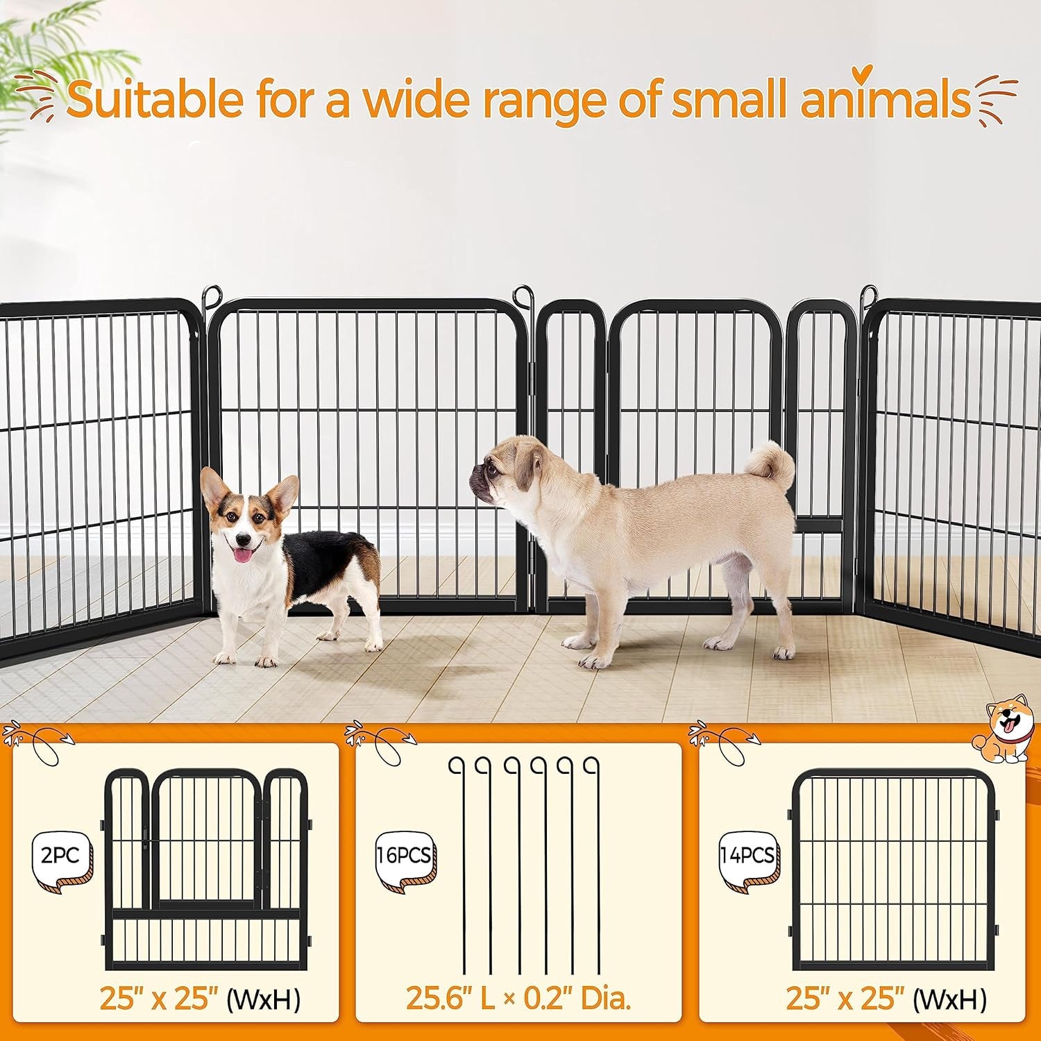 24'' Heavy-Duty Dog Playpen – Foldable 16 Panel Pet Fence - Petgrove Online
