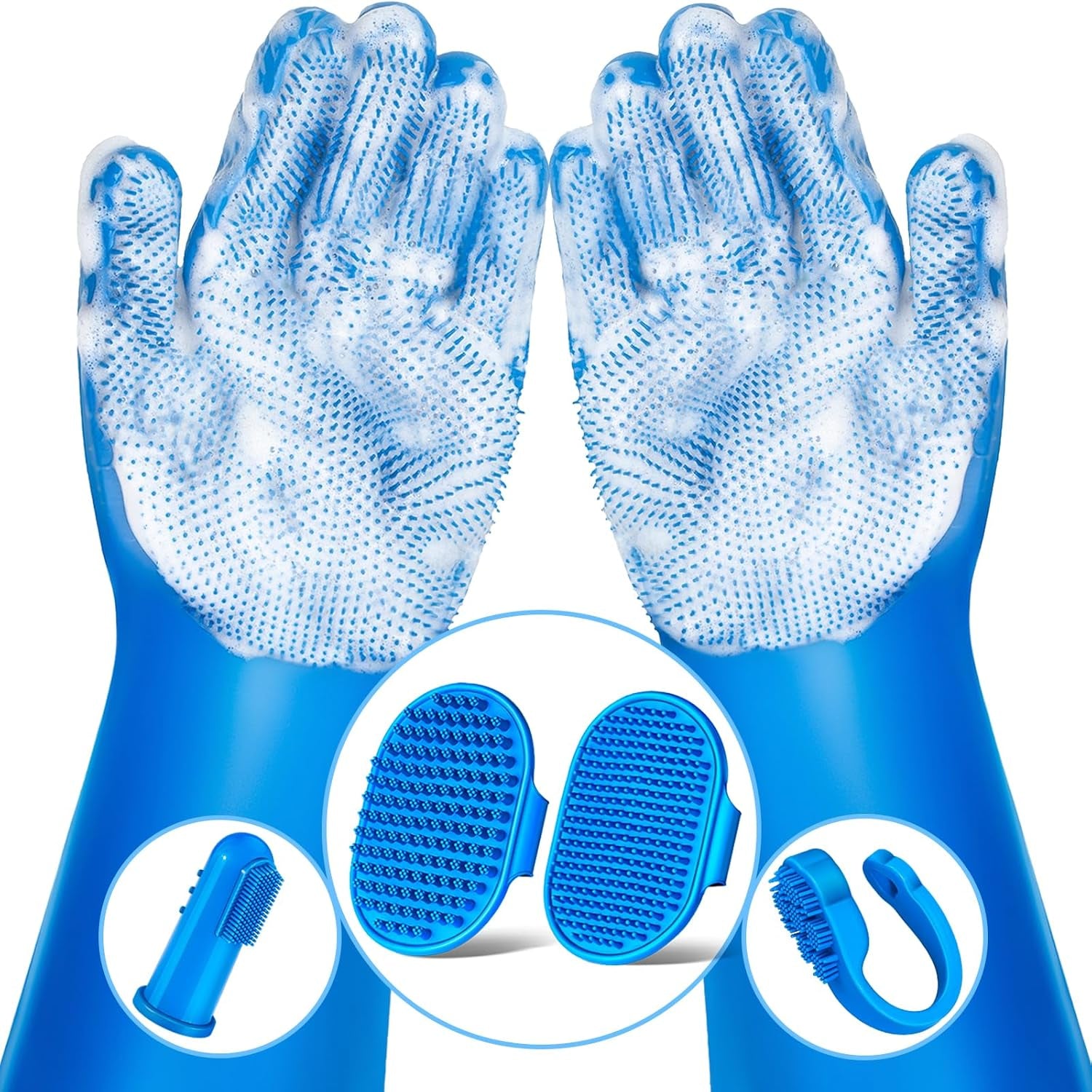 6PCS Pet Grooming Kit | Dog Washing Gloves | Dog Bath Brush | Dog Bath Gloves | Dog Shampoo Brush | Pet Grooming Gloves | Cat Bathing Supplies | Dog Bath Supplies (Navy Blue) Navy Blue
