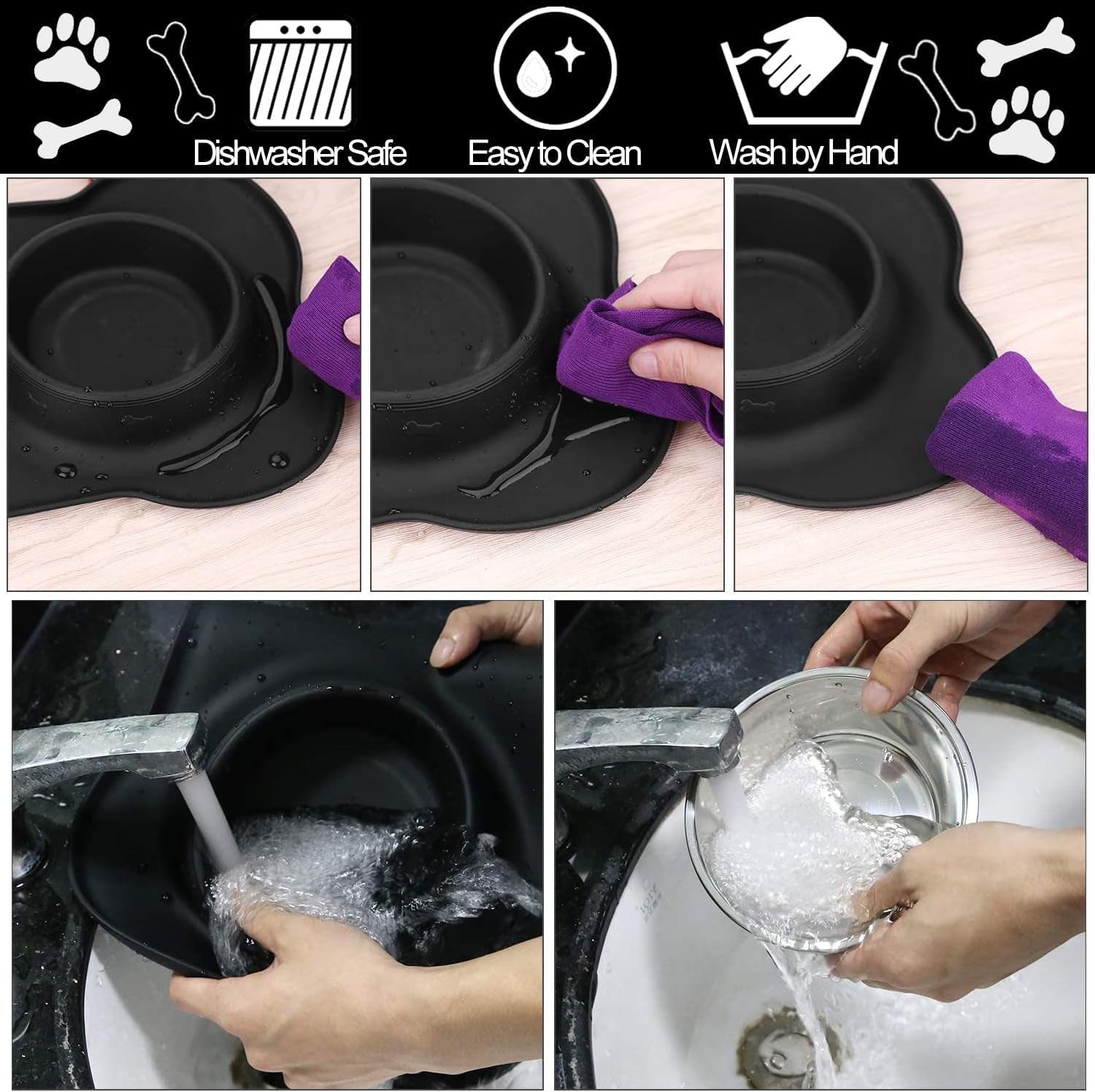 24oz Stainless Steel Dog & Cat Bowl Set – Non-Spill Stainless Steel Pet Bowl Set