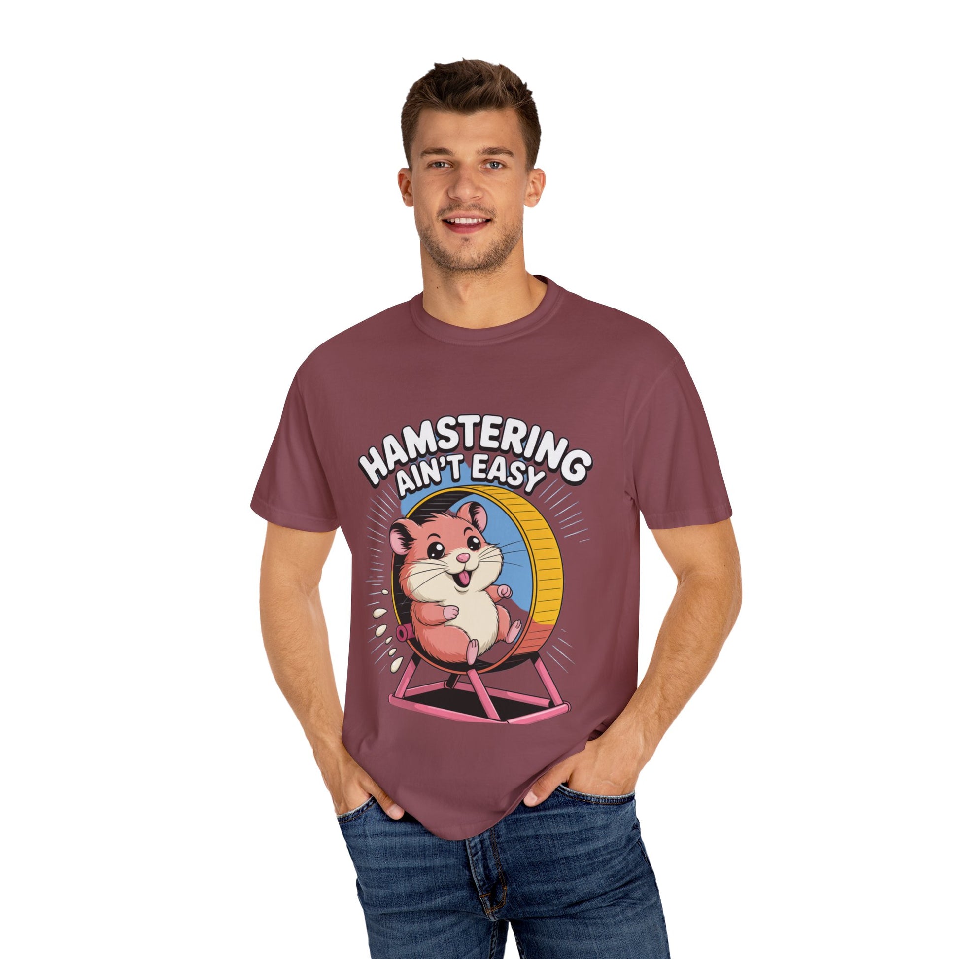 Cute Hamster Unisex T-Shirt - Fun Pet Lover Tee, Gift for Animal Lovers, Hamstering Ain't Easy Shirt, Casual Wear, Cute Humor Shirt