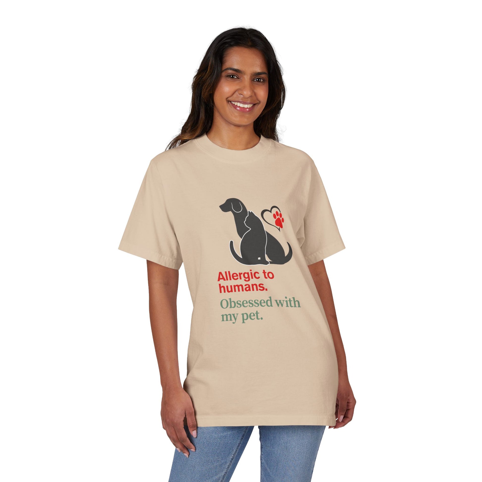 Dog Lover's Humor T-Shirt - Allergic to Humans, Pet Lover Tee, Gift for Dog Owners, Cute Dog Shirt, Casual Pet Apparel