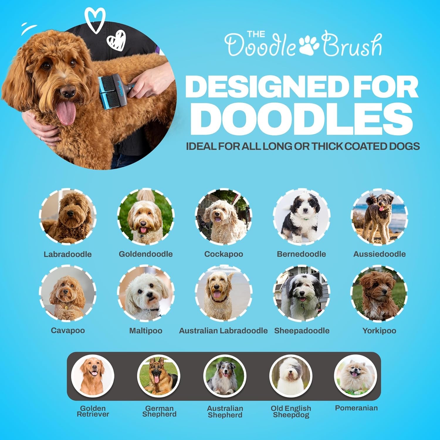 Double-Head Doodle Dog Slicker Brush – Grooming Tool for Long-Haired Breeds