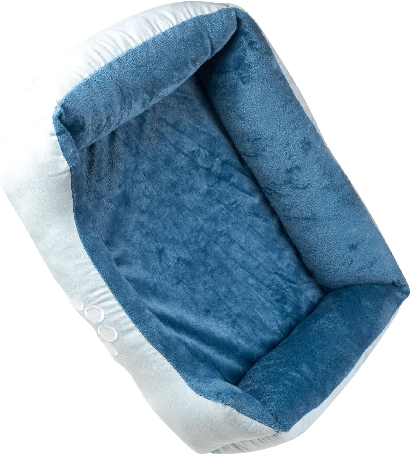 Orthopedic Rectangle Dog Bed – Medium Size with Bolsters (25"x21", Blue)