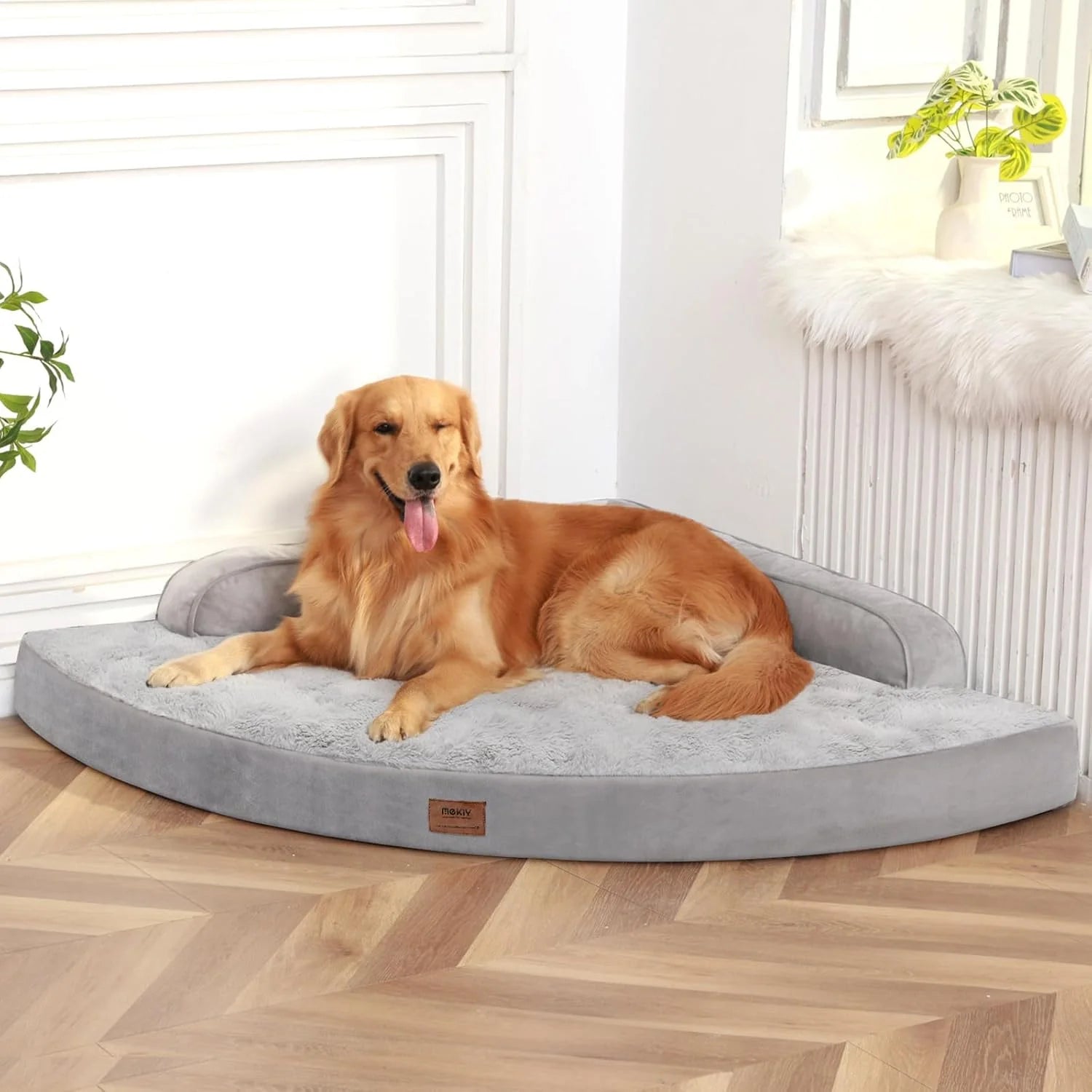 Orthopedic Memory Foam Dog Bed for Senior Dogs – Washable, Non-Slip Gray