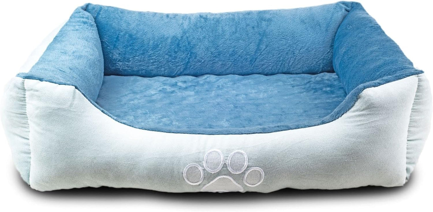 Orthopedic Rectangle Dog Bed – Medium Size with Bolsters (25"x21", Blue) Default Title