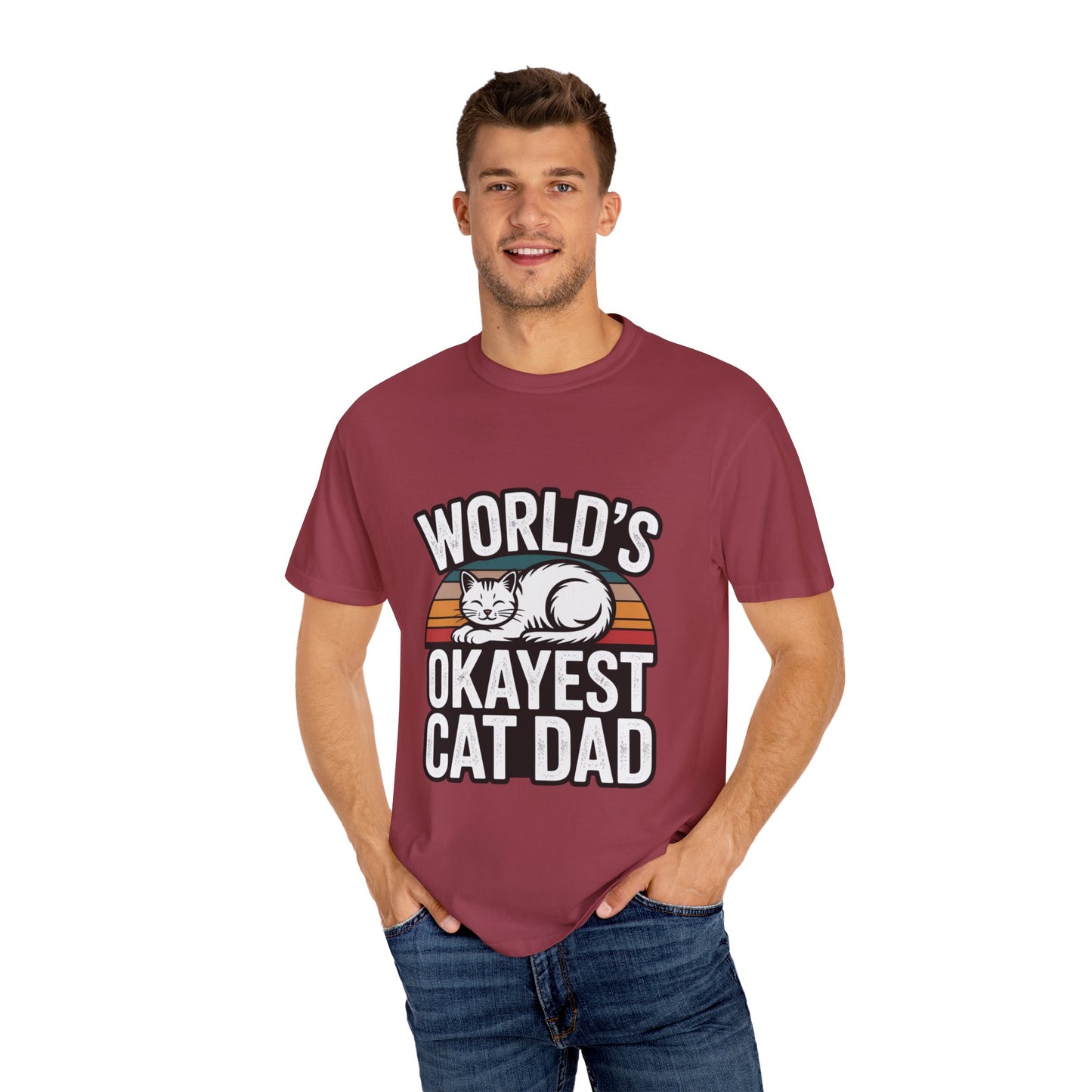 World’s Okayest Cat Dad – Funny Cat Parent T-Shirt Chili