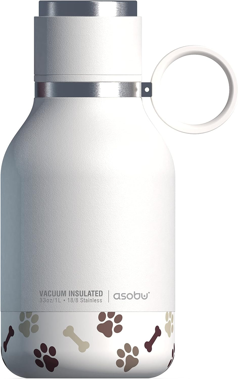 Dog Travel Bowl & 1.1L Insulated Water Bottle Combo – Leak-Proof & Stylish White 33 Ounces