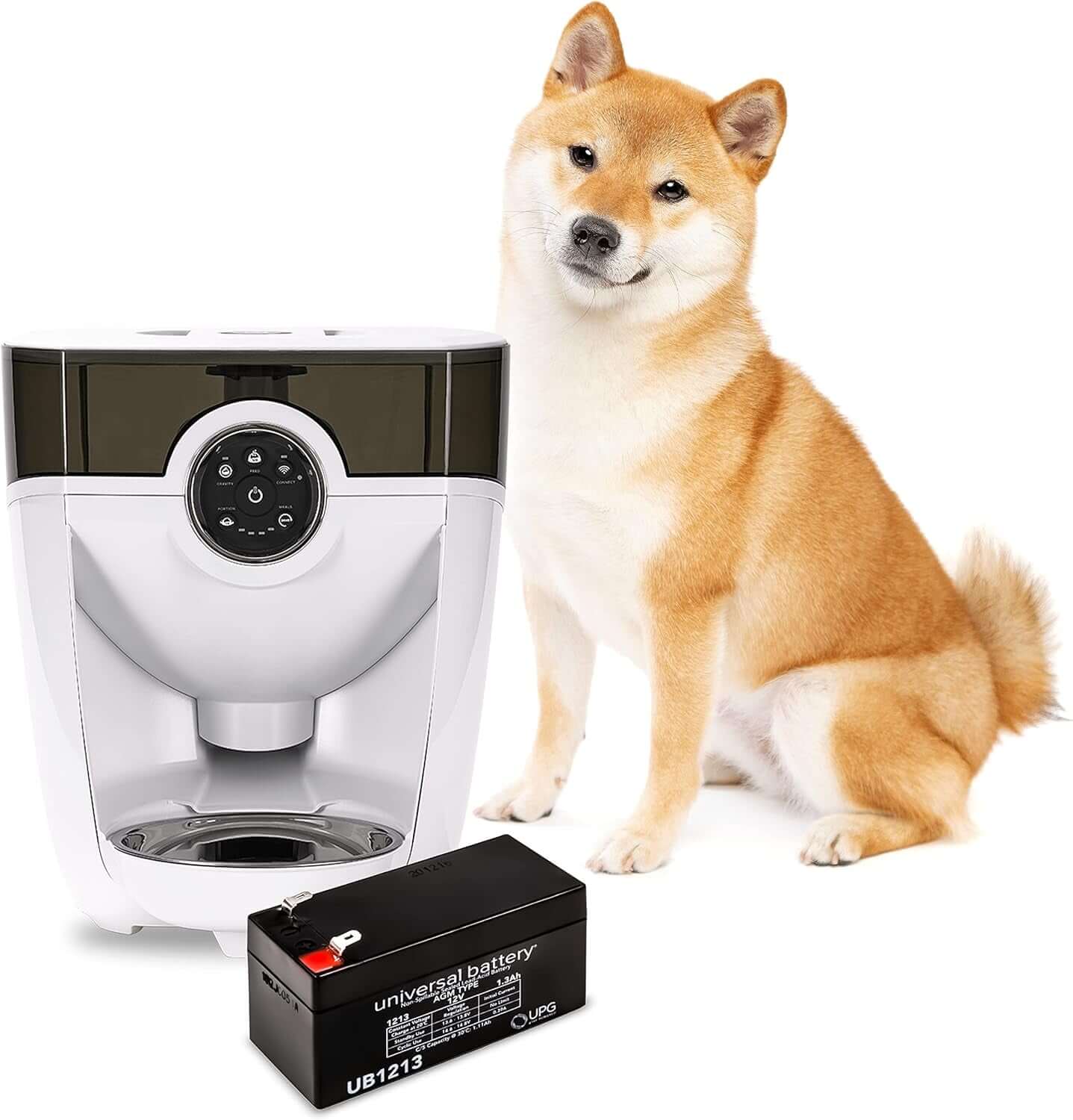 Feeder-Robot Smart Automatic Pet Feeder – Wi-Fi Enabled with Backup Battery White With Smoke Hopper With Backup Battery