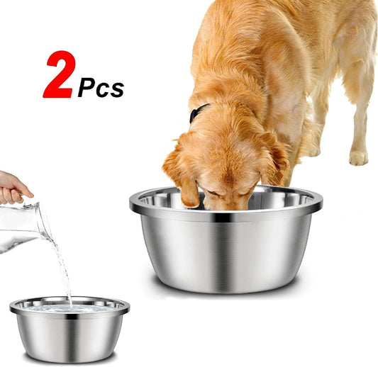 176oz Large Stainless Steel Dog Bowl Set – No-Spill 2-Pack for Food & Water - Petgrove Online