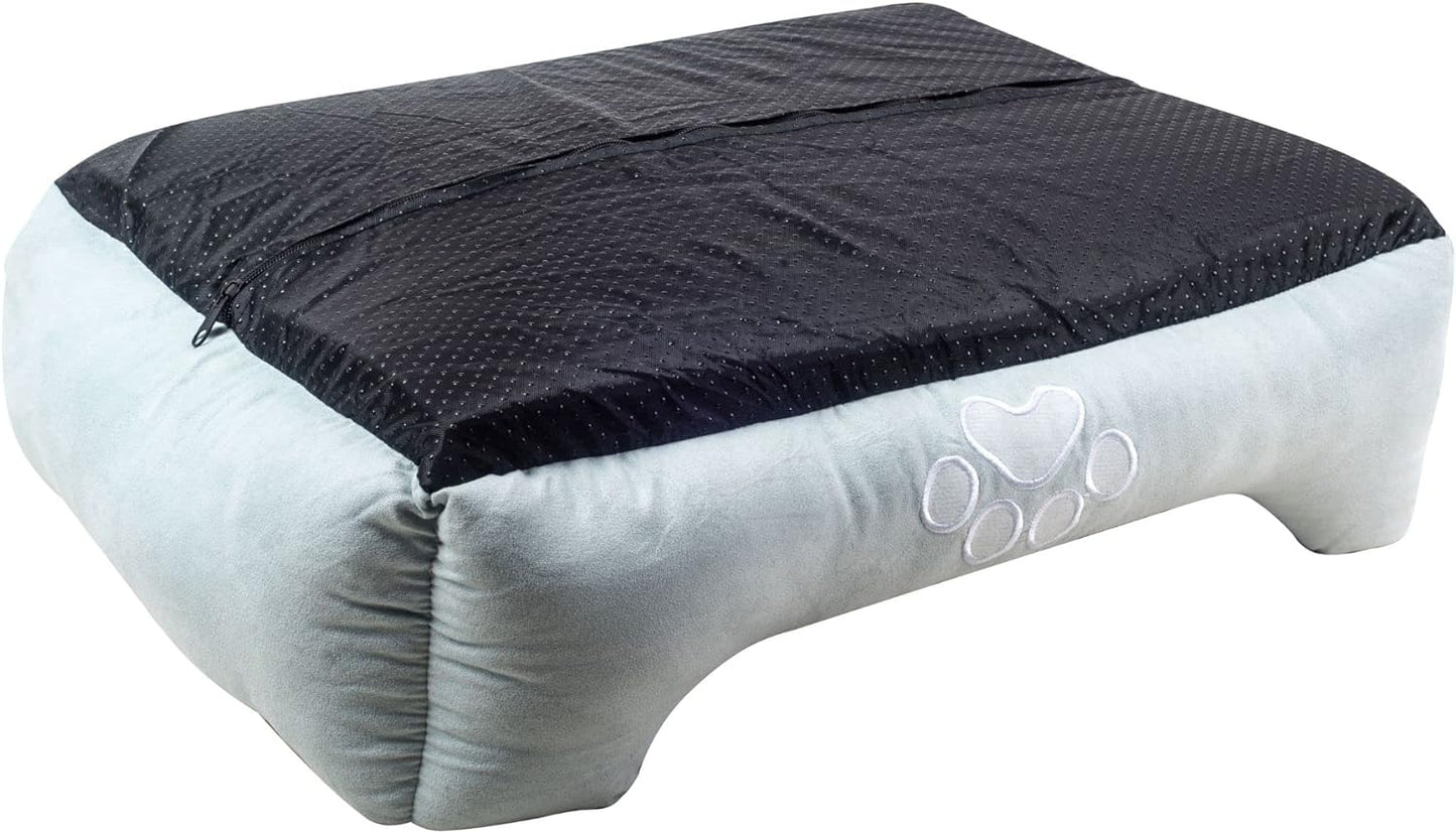 Orthopedic Rectangle Dog Bed – Medium Size with Bolsters (25"x21", Blue)
