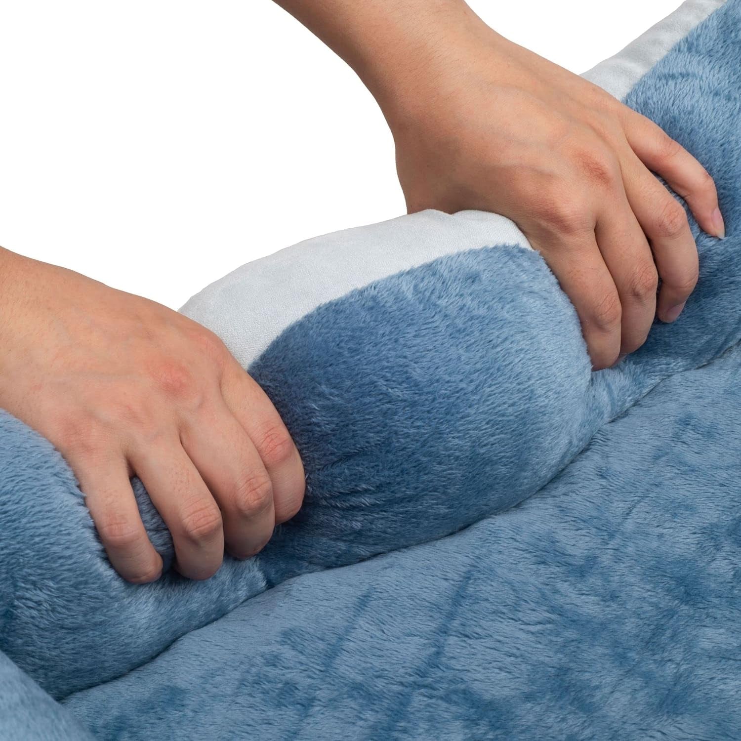Orthopedic Rectangle Dog Bed – Medium Size with Bolsters (25"x21", Blue)