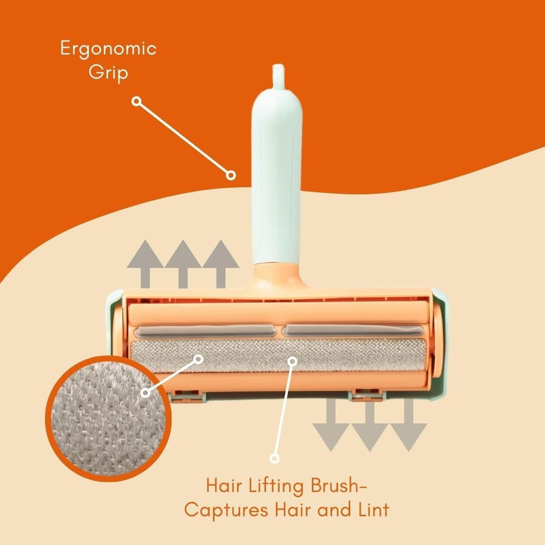 Pet Hair Remover plus Bonus Compact Reusable Roller Bundle for Dog Hair & Cat Hair Cleaning from Bedding, Furniture, Car Seats, and Clothing