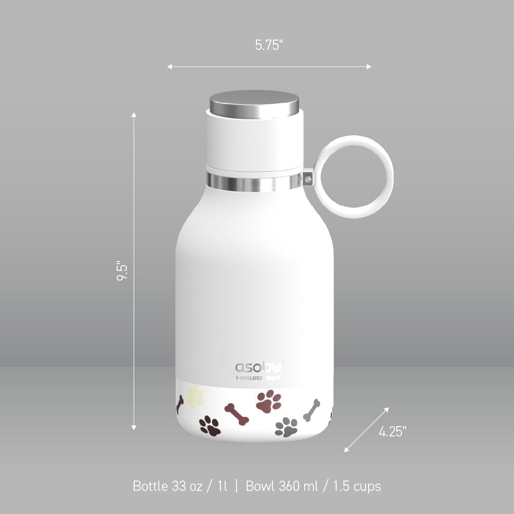 Dog Travel Bowl & 1.1L Insulated Water Bottle Combo – Leak-Proof & Stylish