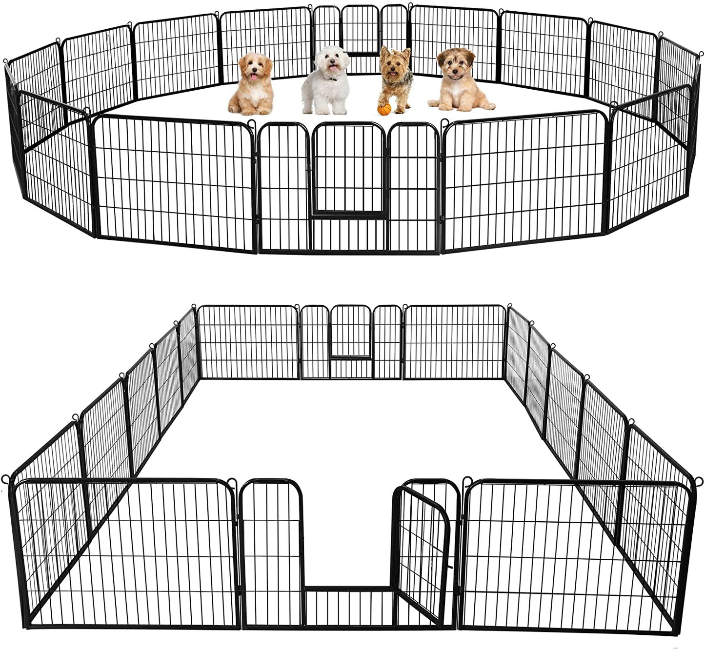 24'' Heavy-Duty Dog Playpen – Foldable 16 Panel Pet Fence 16 Panels 24"