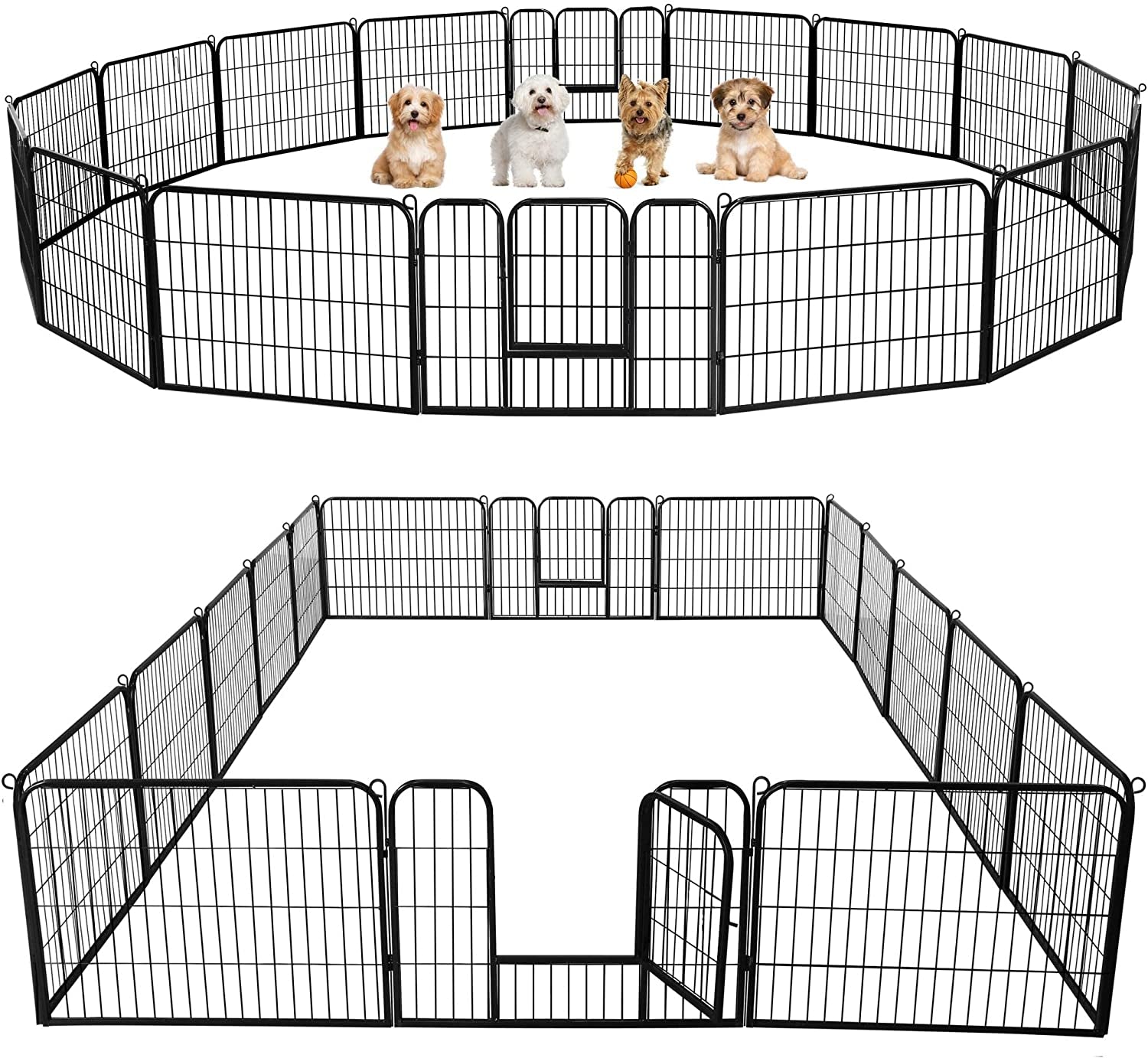 24'' Heavy-Duty Dog Playpen – Foldable 16 Panel Pet Fence 16 Panels 24"