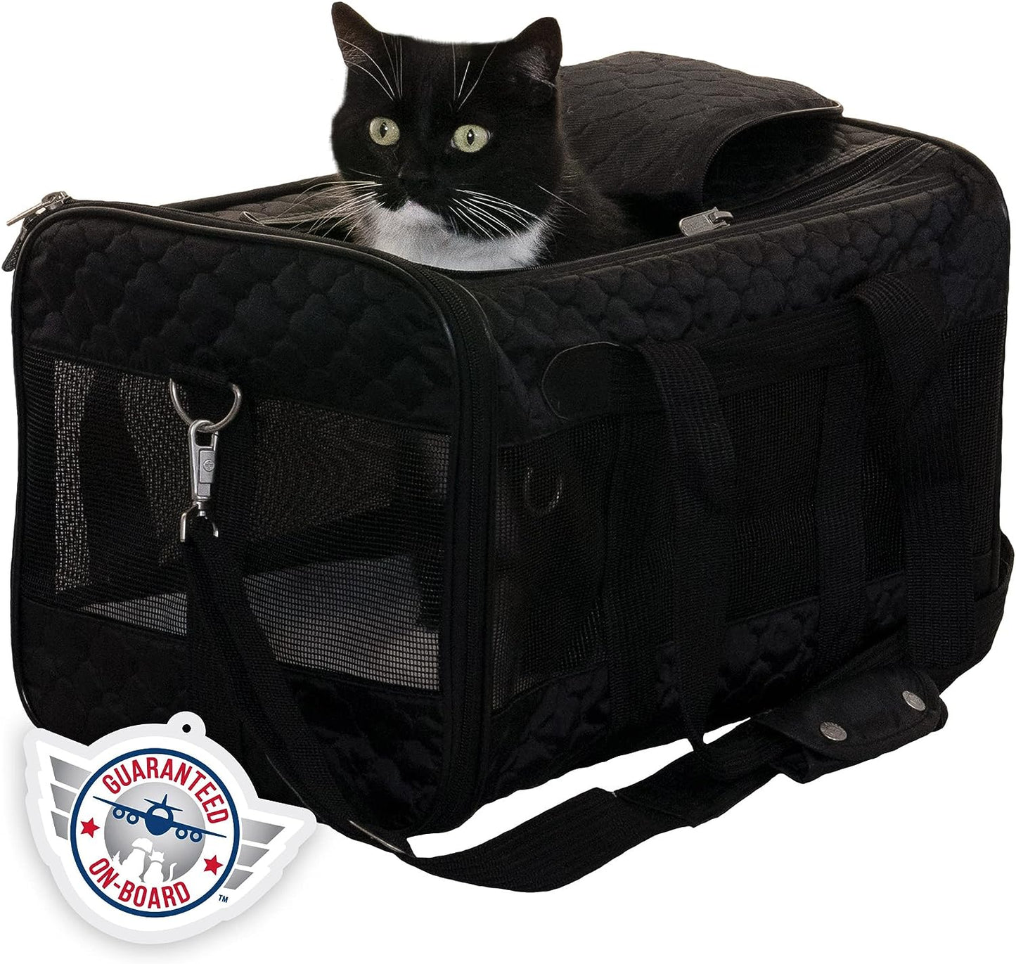 Deluxe Soft-Sided Pet Carrier – Airline Approved Large Travel Bag (Black Lattice) Black Lattice 19.0"L X 11.8"W X 11.5"H