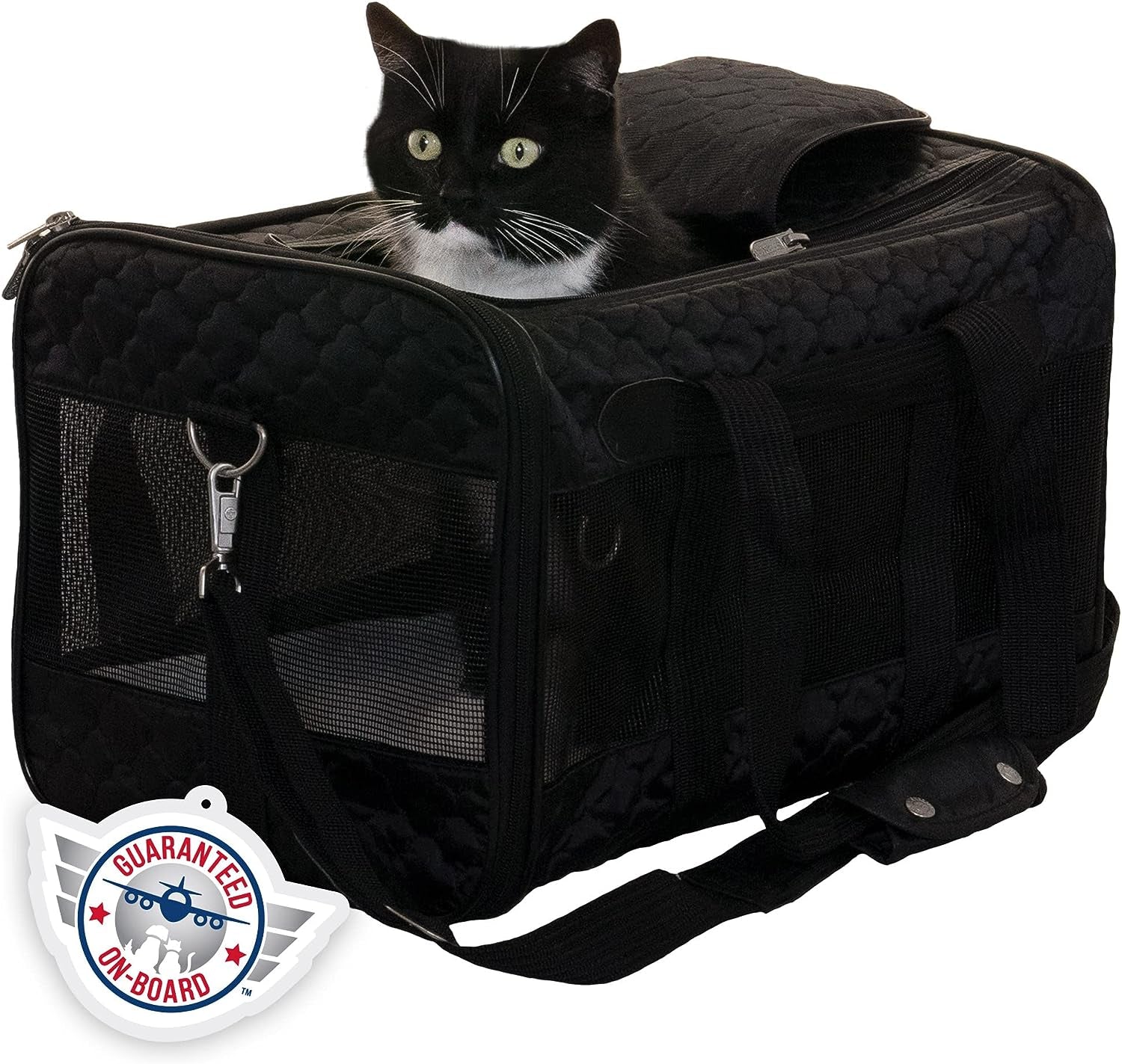 Deluxe Soft-Sided Pet Carrier – Airline Approved Large Travel Bag (Black Lattice) Black Lattice 19.0"L X 11.8"W X 11.5"H