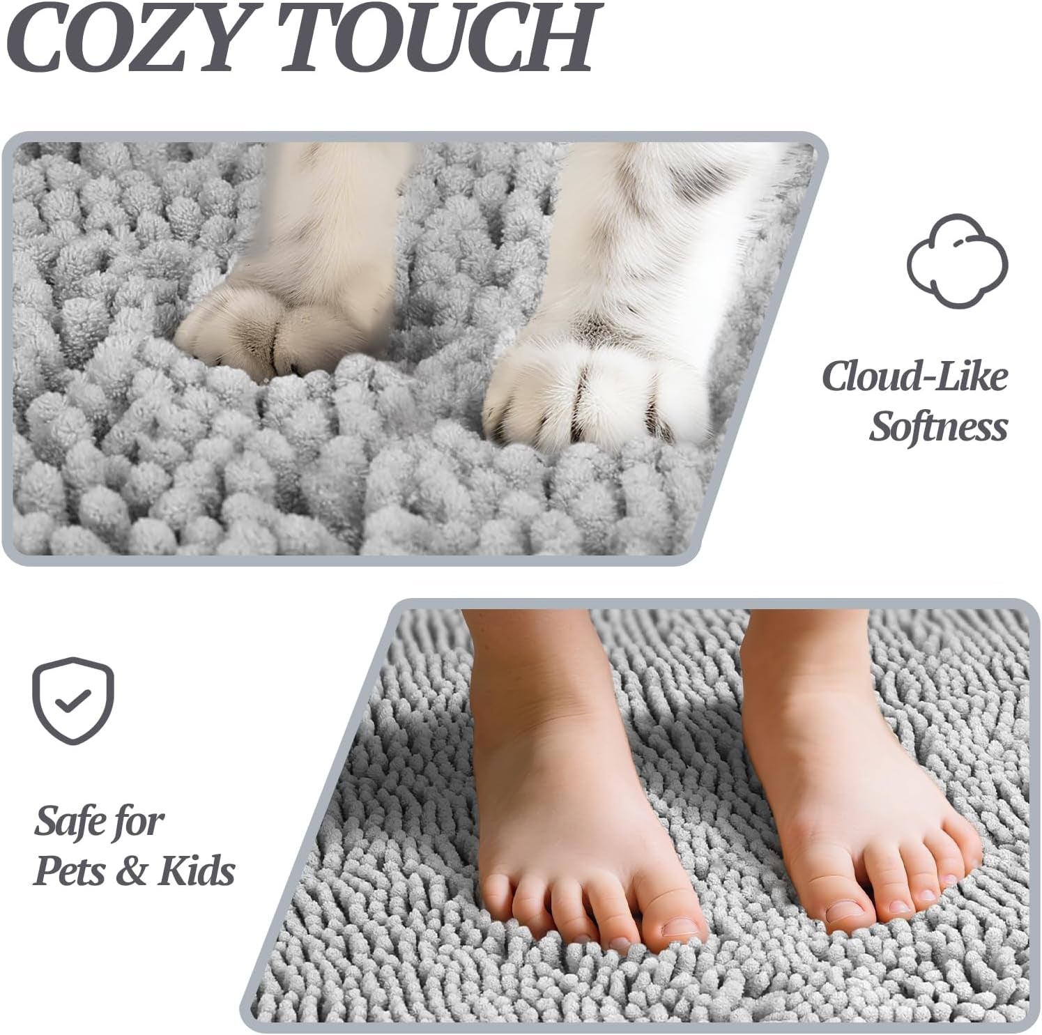 Dog- Door Mat Absorpmax Dog Mat for Muddy Paw, 35 × 25", Grey | Mud Rug with Non Slip Backing for Indoor & Outdoor, Washable Soft Chenille anti Mud Waterproof