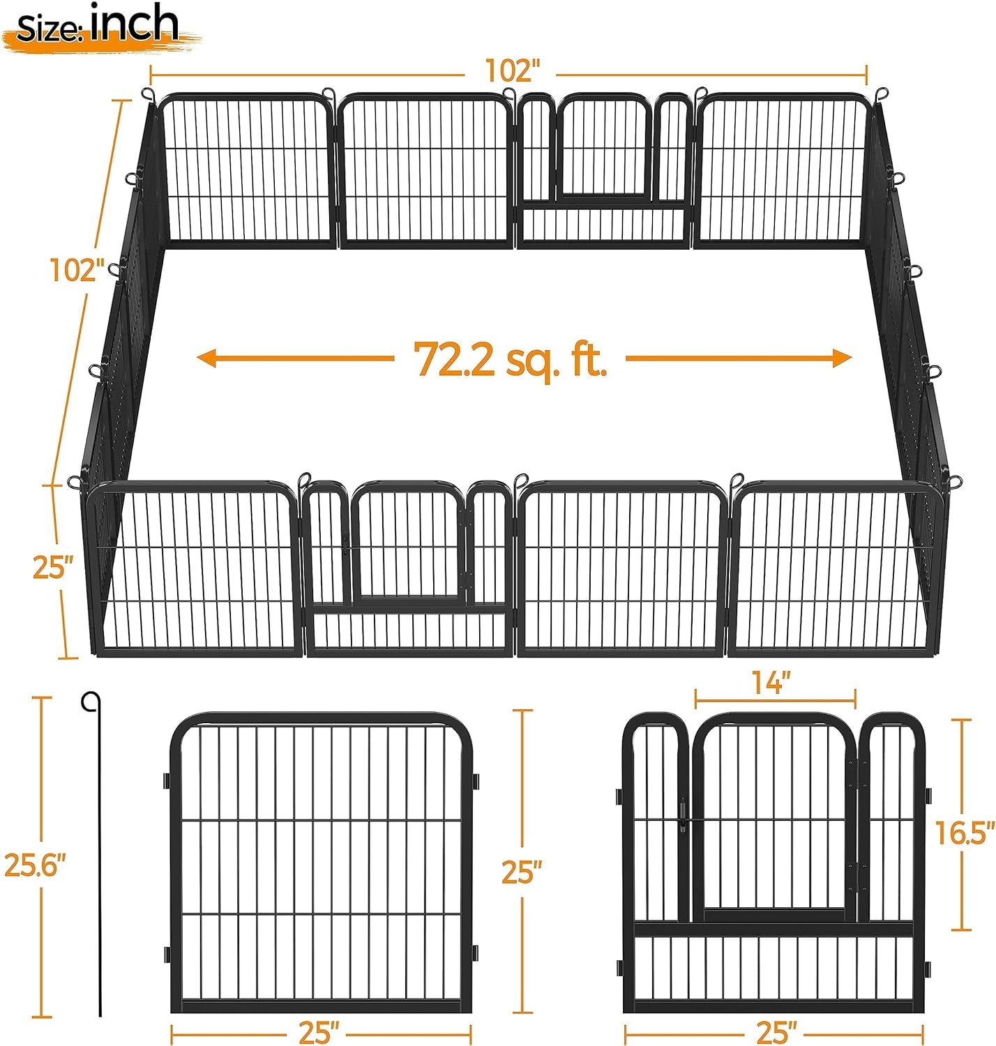 24'' Heavy-Duty Dog Playpen – Foldable 16 Panel Pet Fence